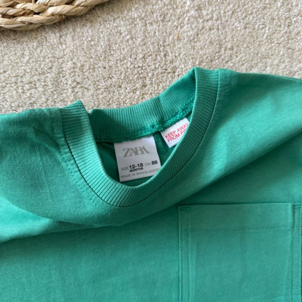 تیشرت سبز zara